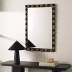 Miroir mural rectangulaire – Cadre en bois noir et naturel, 24.6"L x 35.24"H