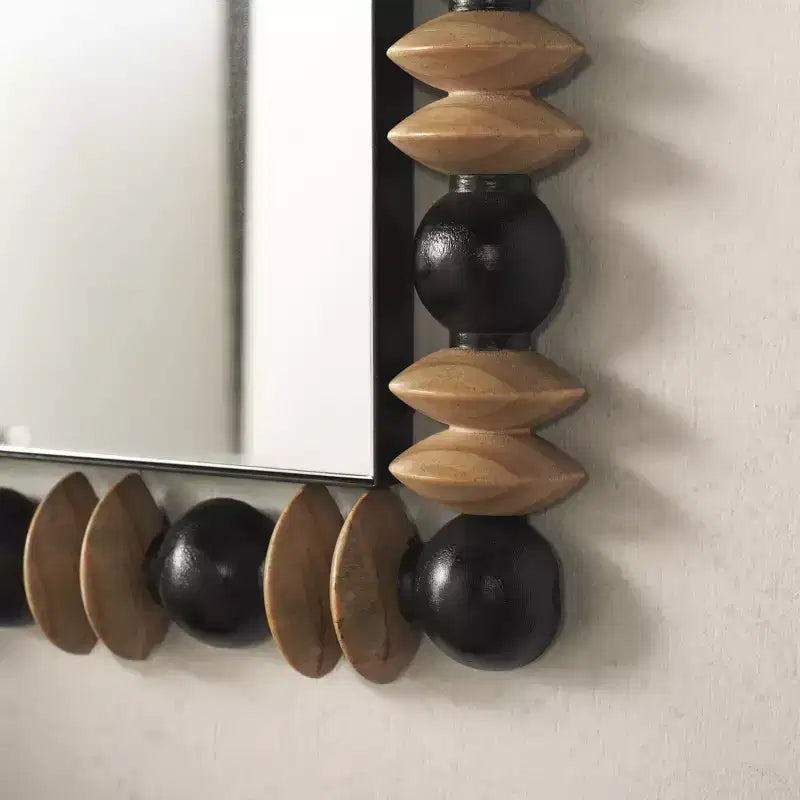Miroir mural rectangulaire – Cadre en bois noir et naturel, 24.6"L x 35.24"H
