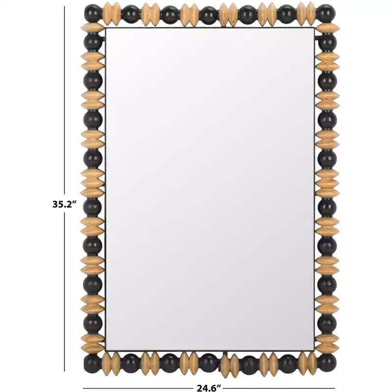 Miroir mural rectangulaire – Cadre en bois noir et naturel, 24.6"L x 35.24"H