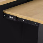 Îlot de cuisine roulant de 119 cm avec table extensible, rangement et prise de courant intégrée