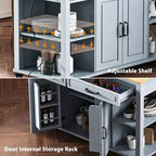 Îlot de cuisine roulant de 119 cm avec table extensible, rangement et prise de courant intégrée