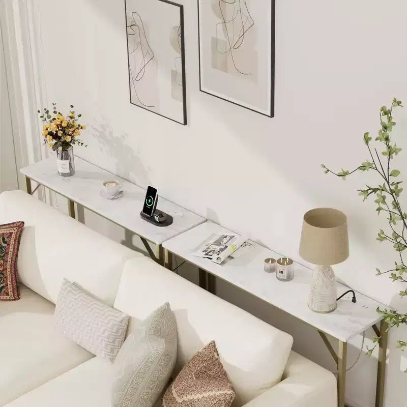 Table console étroite de 99 cm – Cadre industriel en métal, plateau en MDF, entrée ou couloir