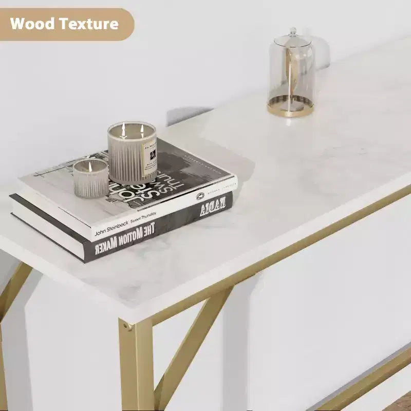 Table console étroite de 99 cm – Cadre industriel en métal, plateau en MDF, entrée ou couloir