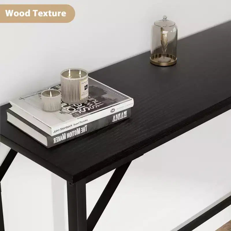 Table console étroite de 99 cm – Cadre industriel en métal, plateau en MDF, entrée ou couloir