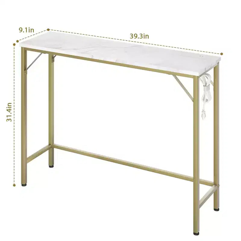 Table console étroite de 99 cm – Cadre industriel en métal, plateau en MDF, entrée ou couloir