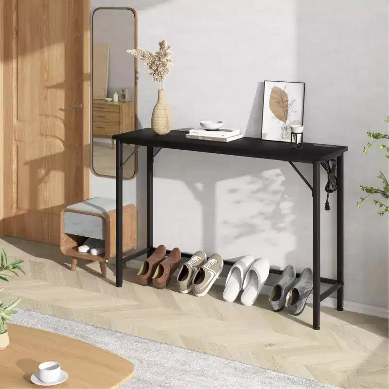 GustoWave 39 Narrow Console Table, Sofa Table Behind Couch Table with Metal & MDF, Industrial Hallway Table for Entryway