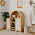 GustoWave 31.5 Arched Shoe Cabinet, 5-Tier 47.8 Tall Rattan Shoe Storage Cabinet with 2 Doors, Open Shelf, Adjustable Shelves, Freestanding