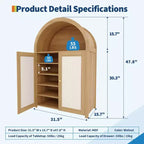 Meuble à chaussures en rotin arqué de 80 cm – 5 niveaux, 2 portes et étagère ouverte, rangement d'entrée bohème