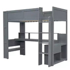 Lit mezzanine gaming avec bureau, lumières LED et station de charge – Pin et MDF, simple/double