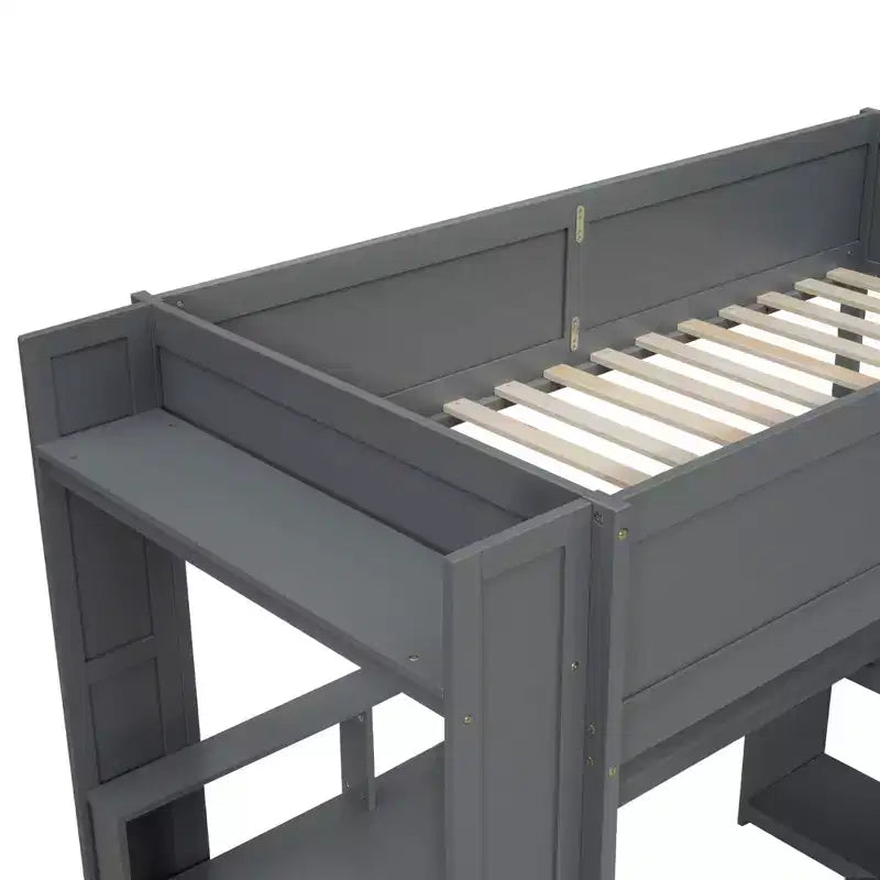 Lit mezzanine gaming avec bureau, lumières LED et station de charge – Pin et MDF, simple/double