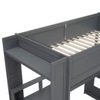 Lit mezzanine gaming avec bureau, lumières LED et station de charge – Pin et MDF, simple/double