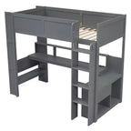 Lit mezzanine gaming avec bureau, lumières LED et station de charge – Pin et MDF, simple/double