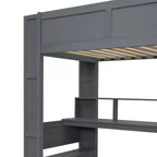 Lit mezzanine gaming avec bureau, lumières LED et station de charge – Pin et MDF, simple/double