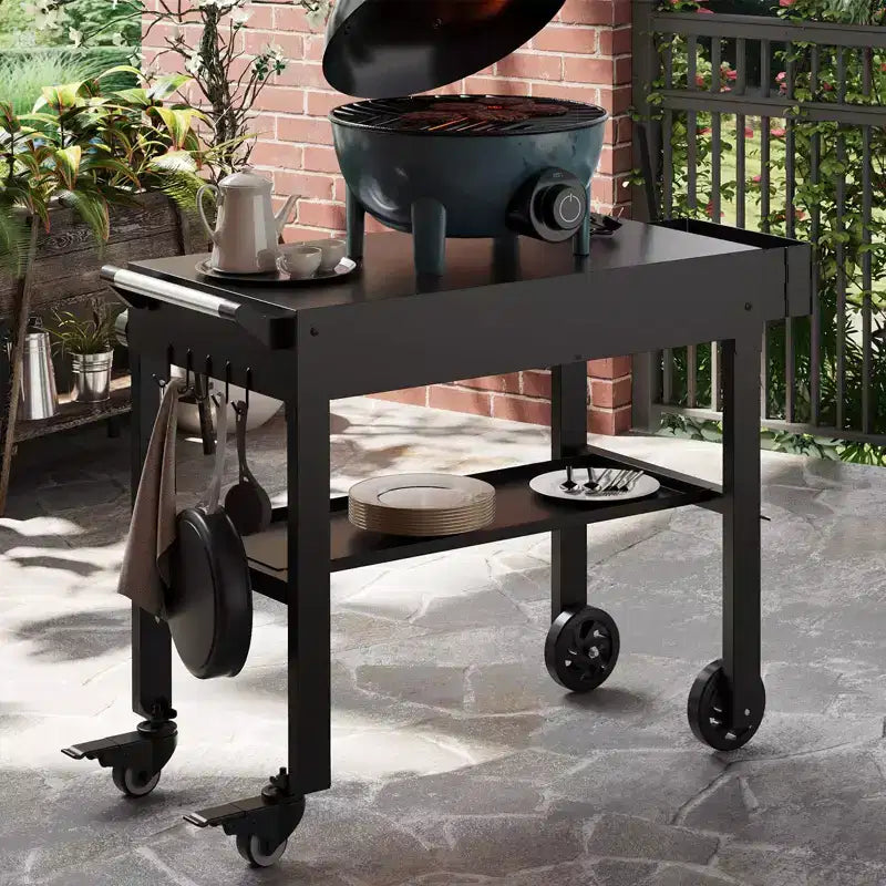 Chariot de support pliable pour plancha – Capacité de 204 kg, compatible avec les planchas de 43 cm ou 56 cm, noir