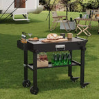 Chariot de support pliable pour plancha – Capacité de 204 kg, compatible avec les planchas de 43 cm ou 56 cm, noir