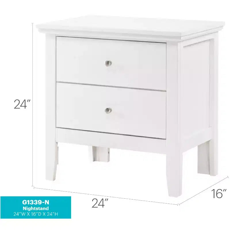 Table de chevet blanche avec 2 tiroirs – 61 cm (H) x 61 cm (l)