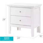 Table de chevet blanche avec 2 tiroirs – 61 cm (H) x 61 cm (l)