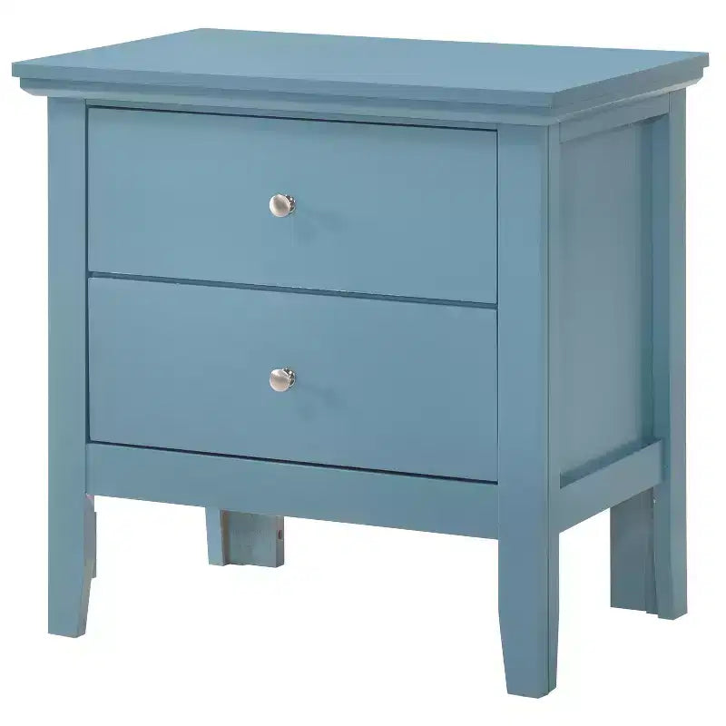 Table de chevet sarcelle avec 2 tiroirs – Table de chevet 61 cm H x 61 cm L, aucun assemblage requis