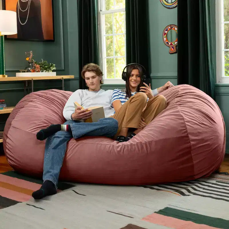 Canapé pouf de 2,1 m – Housse en velours, rembourrage en mousse déchiquetée, lavable en machine, 2 places