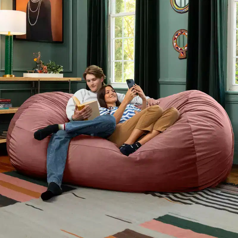 Canapé pouf de 2,1 m – Housse en velours, rembourrage en mousse déchiquetée, lavable en machine, 2 places