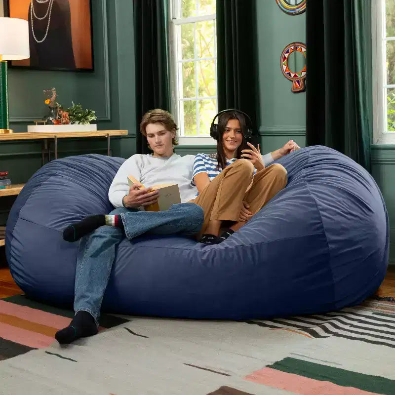 Canapé pouf de 2,1 m – Housse en velours, rembourrage en mousse déchiquetée, lavable en machine, 2 places