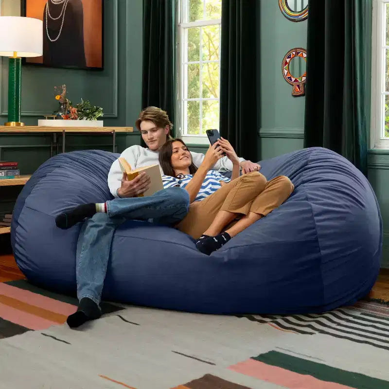 Canapé pouf de 2,1 m – Housse en velours, rembourrage en mousse déchiquetée, lavable en machine, 2 places