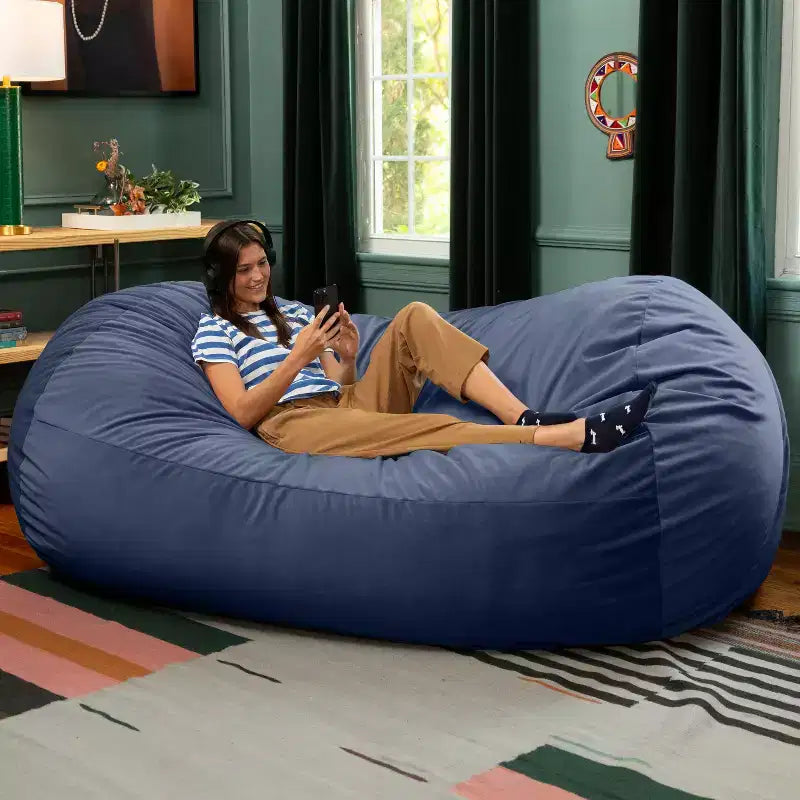 Canapé pouf de 2,1 m – Housse en velours, rembourrage en mousse déchiquetée, lavable en machine, 2 places