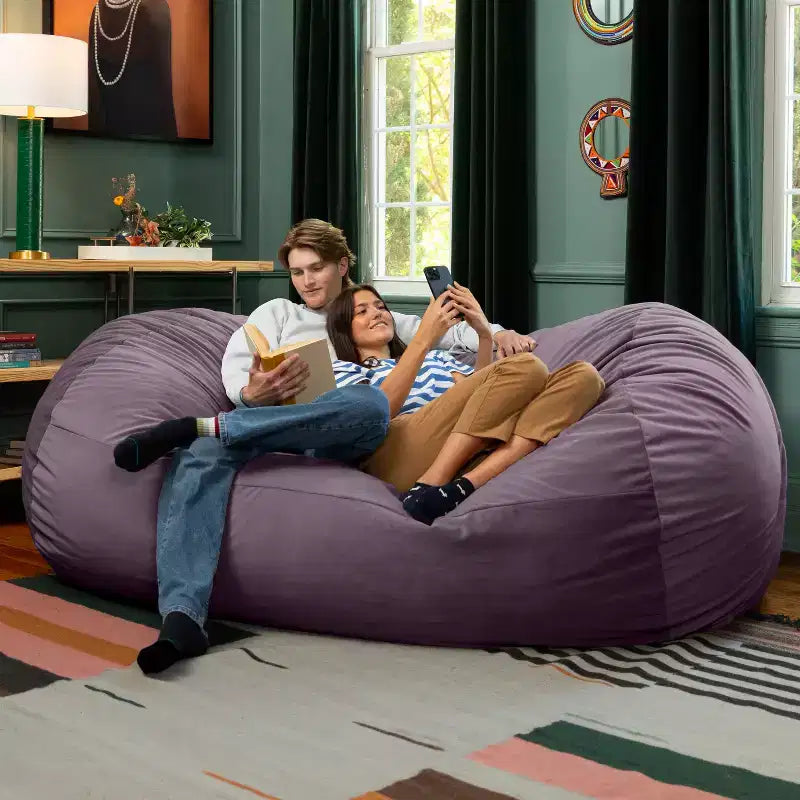 Canapé pouf de 2,1 m – Housse en velours, rembourrage en mousse déchiquetée, lavable en machine, 2 places