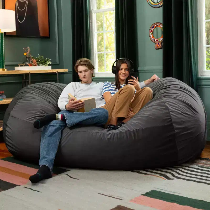 Canapé pouf de 2,1 m – Housse en velours, rembourrage en mousse déchiquetée, lavable en machine, 2 places