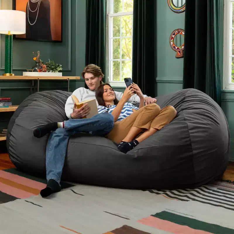 Canapé pouf de 2,1 m – Housse en velours, rembourrage en mousse déchiquetée, lavable en machine, 2 places