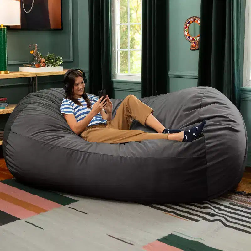 Canapé pouf de 2,1 m – Housse en velours, rembourrage en mousse déchiquetée, lavable en machine, 2 places
