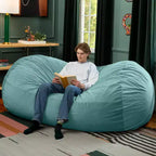 Canapé pouf de 2,1 m – Housse en velours, rembourrage en mousse déchiquetée, lavable en machine, 2 places