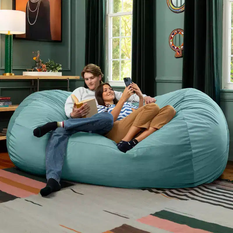 Canapé pouf de 2,1 m – Housse en velours, rembourrage en mousse déchiquetée, lavable en machine, 2 places