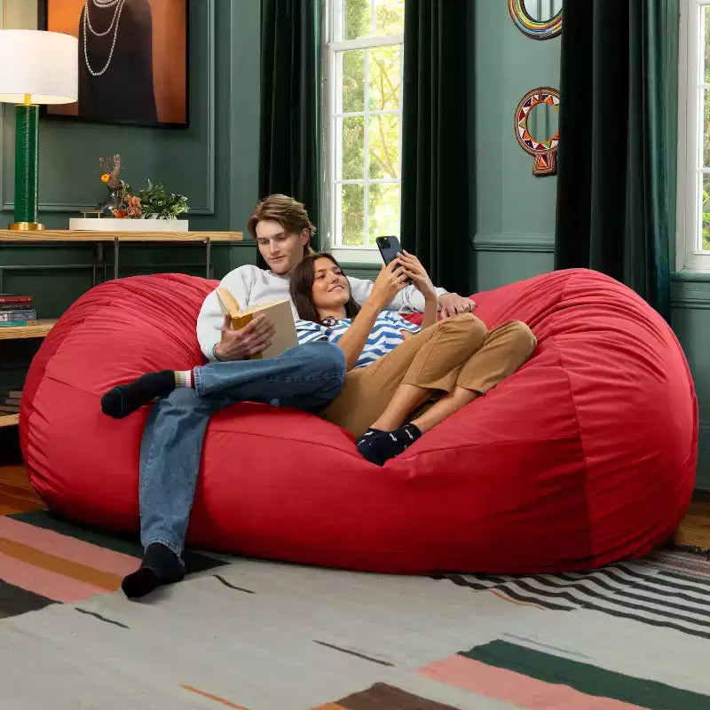 Canapé pouf de 2,1 m – Housse en velours, rembourrage en mousse déchiquetée, lavable en machine, 2 places