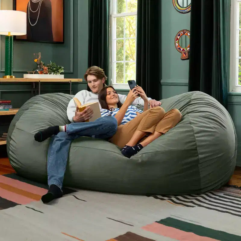 Canapé pouf de 2,1 m – Housse en velours, rembourrage en mousse déchiquetée, lavable en machine, 2 places