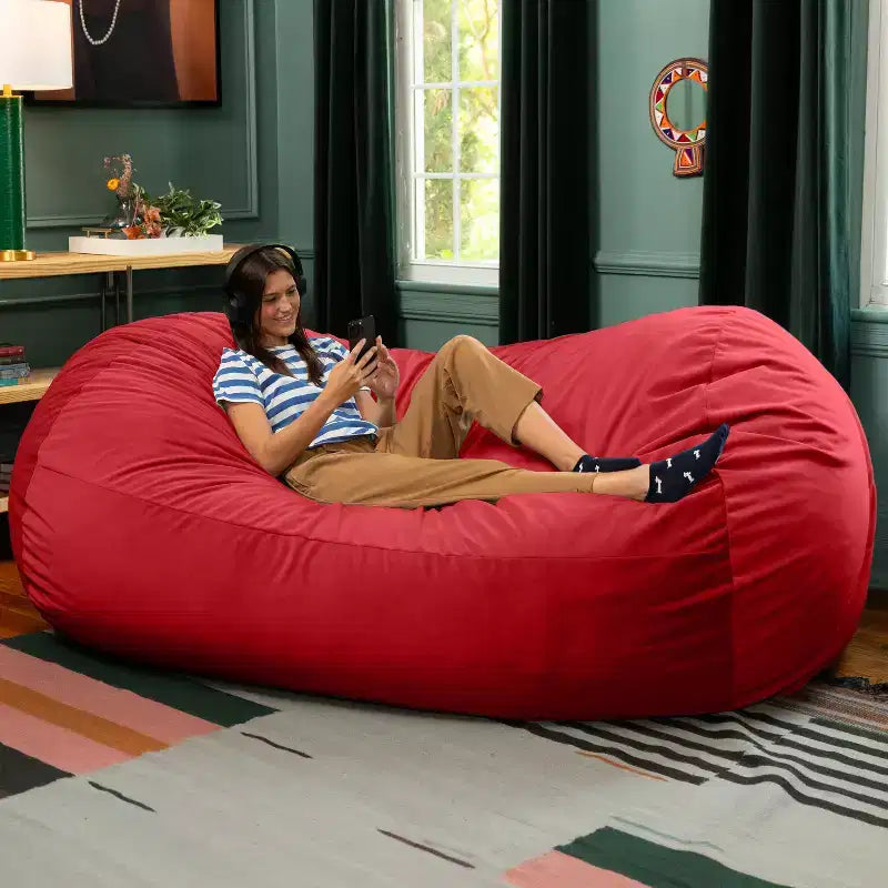 Canapé pouf de 2,1 m – Housse en velours, rembourrage en mousse déchiquetée, lavable en machine, 2 places