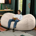 Canapé pouf de 2,1 m – Housse en velours, rembourrage en mousse déchiquetée, lavable en machine, 2 places