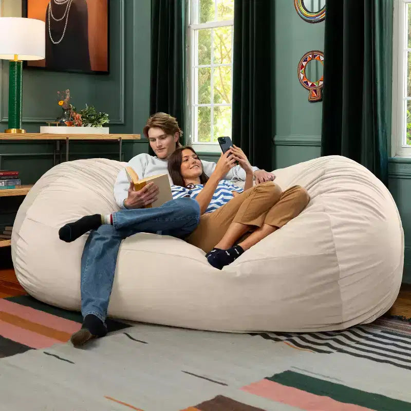 Canapé pouf de 2,1 m – Housse en velours, rembourrage en mousse déchiquetée, lavable en machine, 2 places