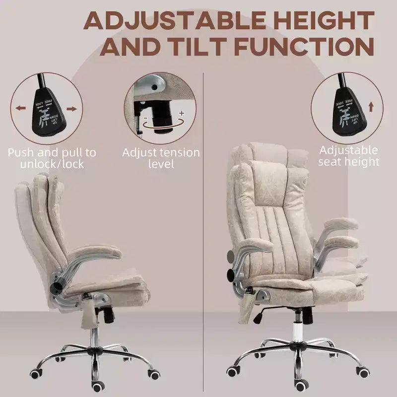 Fauteuil de bureau de massage avec 6 points de vibration, chauffage et accoudoirs relevables