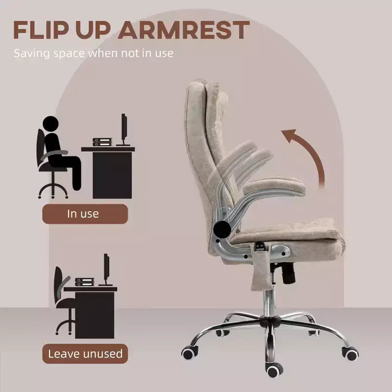 Fauteuil de bureau de massage avec 6 points de vibration, chauffage et accoudoirs relevables