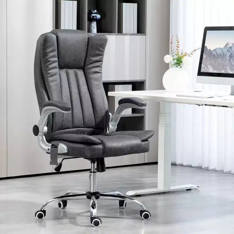 Fauteuil de bureau de massage avec 6 points de vibration, chauffage et accoudoirs relevables