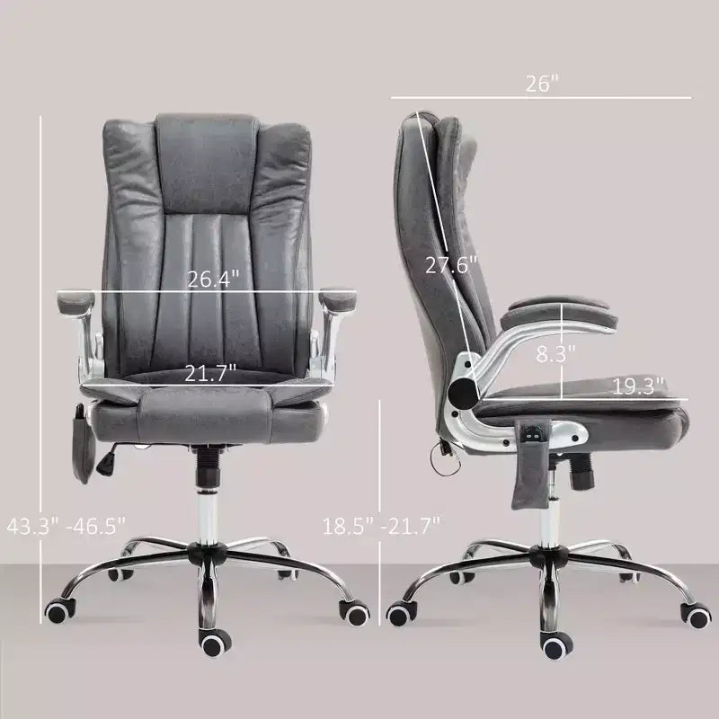Fauteuil de bureau de massage avec 6 points de vibration, chauffage et accoudoirs relevables