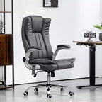 Okak Massage Executive Office Chair with 6 Vibration Points, Heated Desk Chair with Flip-up Armrest, Swivel Chair for Reading Room, Office