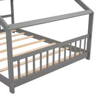 Lit cabane pour enfant avec toit et lattes de support – Gris, sans sommier à ressorts