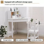 Ensemble bureau d'angle et chaise pour enfants avec étagères et tiroirs – Bois, 3-10 ans
