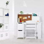 Ensemble bureau et chaise pour enfants avec étagère de rangement – Table d'étude en bois, blanc, 3 ans et +