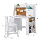 Ensemble bureau et chaise pour enfants avec étagère de rangement – Table d'étude en bois, blanc, 3 ans et +