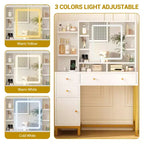 Coiffeuse avec miroir lumineux LED et prise de courant – Lumières réglables 3 couleurs