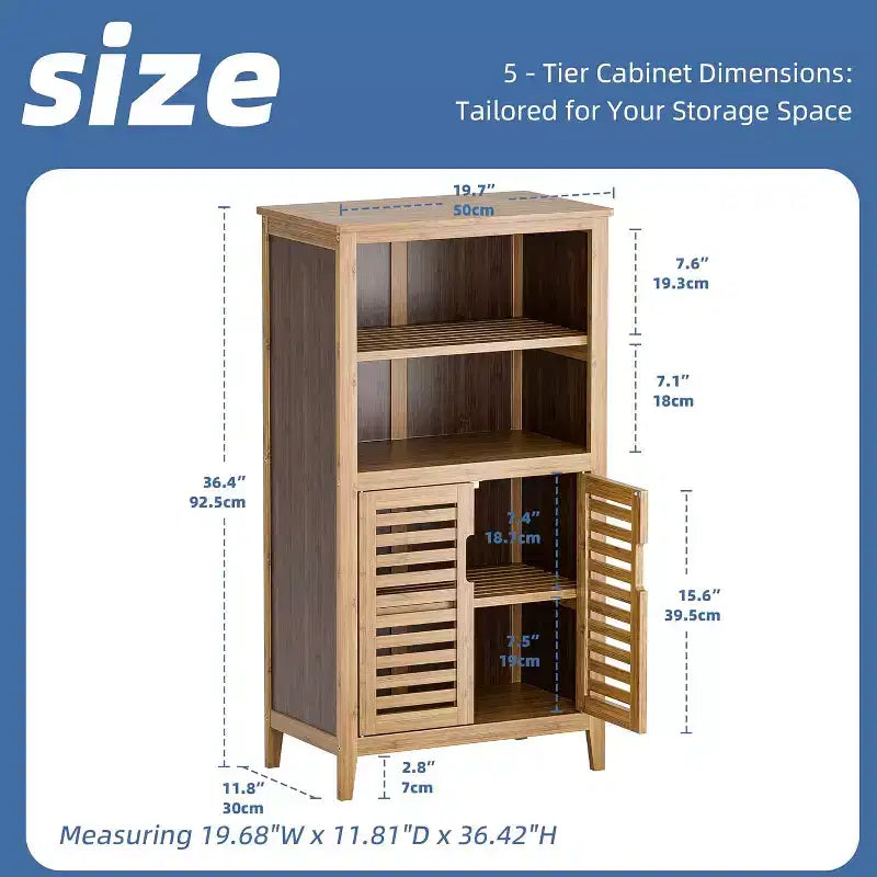 Meuble de rangement de salle de bain autoportant en bambou – 4 étagères, 92,5 cm (H) x 49,3 cm (l)
