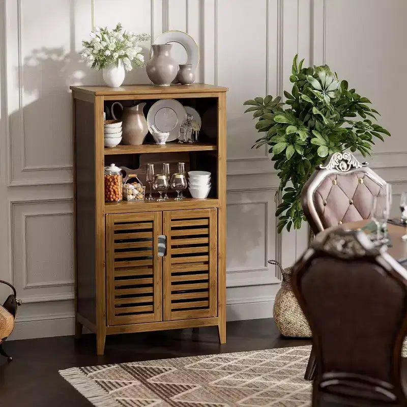 Meuble de rangement de salle de bain autoportant en bambou – 4 étagères, 92,5 cm (H) x 49,3 cm (l)
